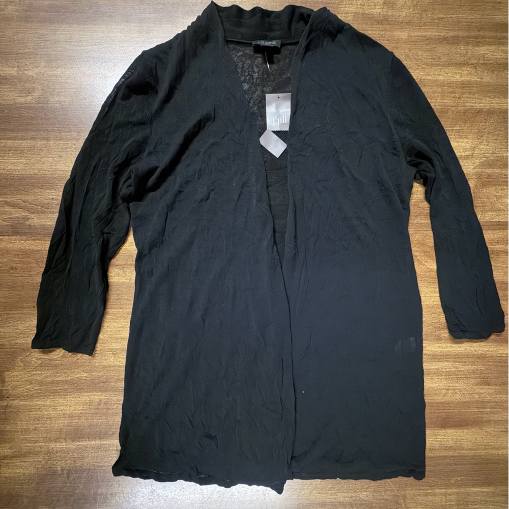 J. Jill lightweight Black open front sweater cardigan  NWT